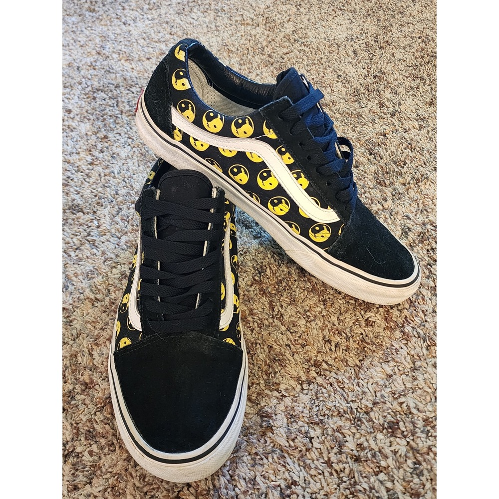 Vans Old Skool Daze Later Yin Yang Smiley Face Black Yellow Mens 9 Womens 10.5